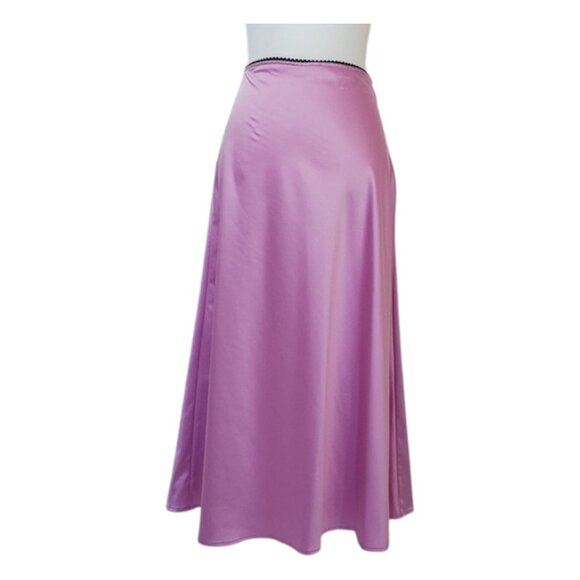 Zara Satin Skirt With Contrast Lace Trim - Picture 5 of 7